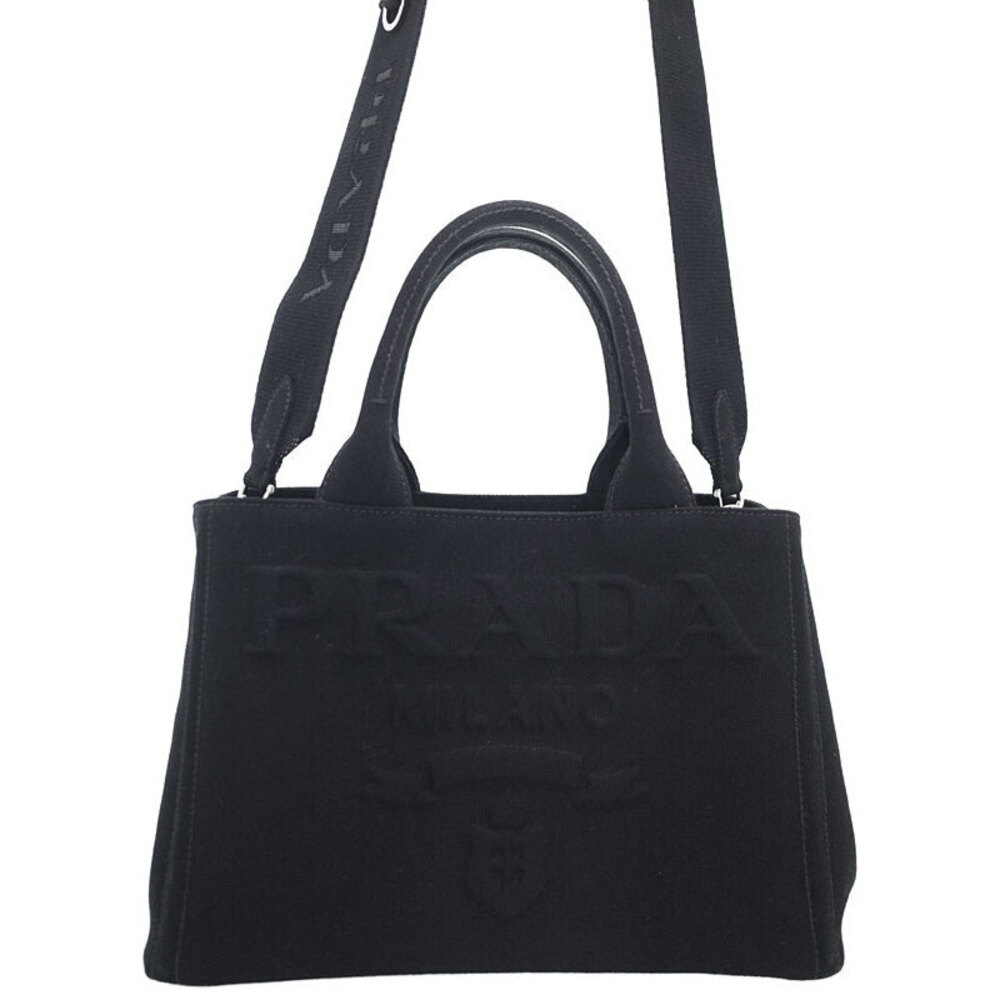 Prada shoulder embossed Tote Canapa Canvas adjustable black lettering - Picture 2 of 9